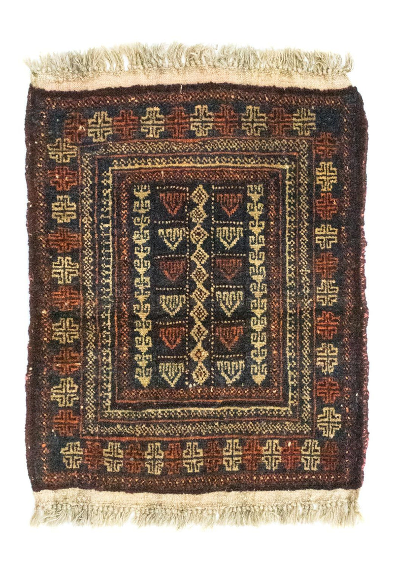 Alfombra afgana cuadrado  - 70 x 57 cm - azul