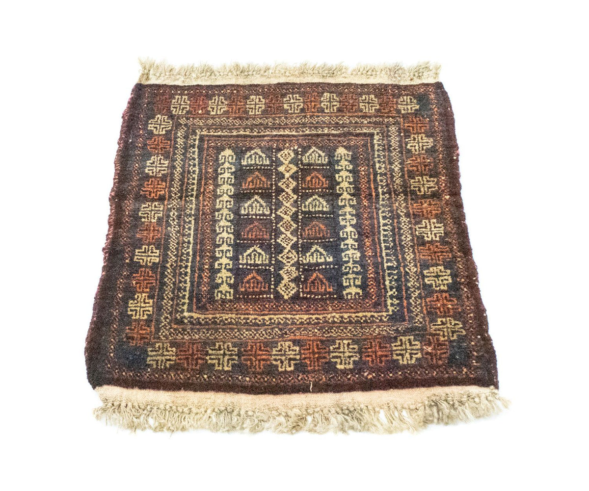 Alfombra afgana cuadrado  - 70 x 57 cm - azul