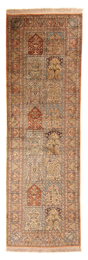Alfombra de pasillo Alfombra de seda - Seda de Cachemira - 310 x 94 cm - multicolor