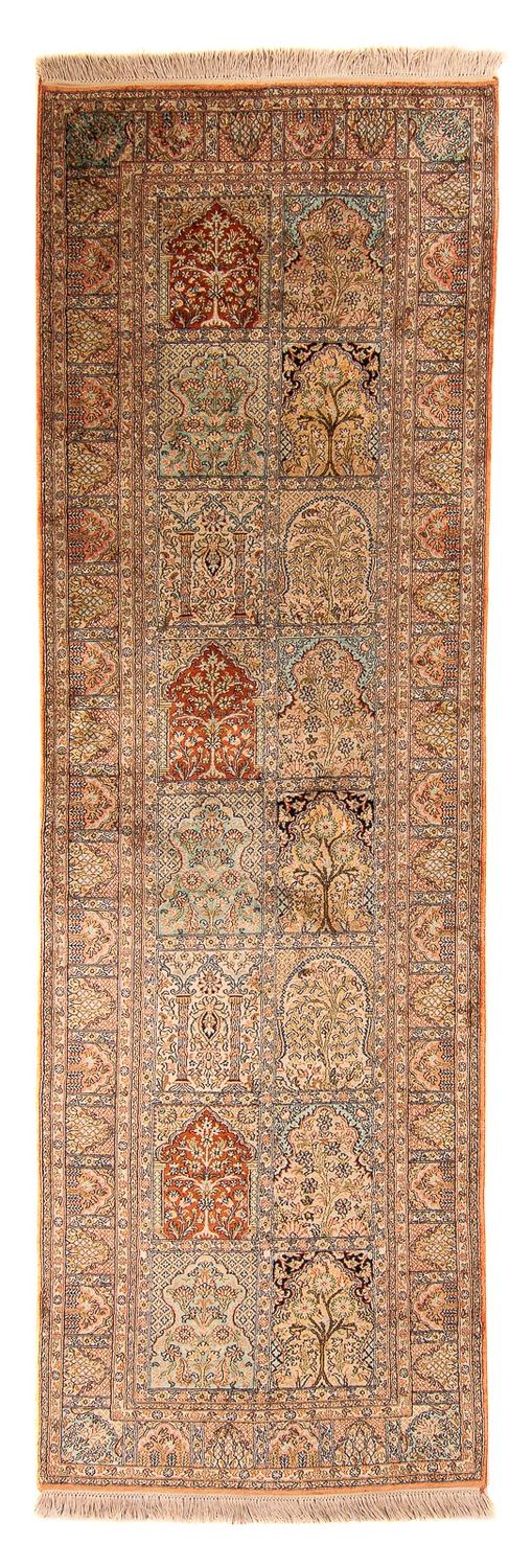 Alfombra de pasillo Alfombra de seda - Seda de Cachemira - 310 x 94 cm - multicolor