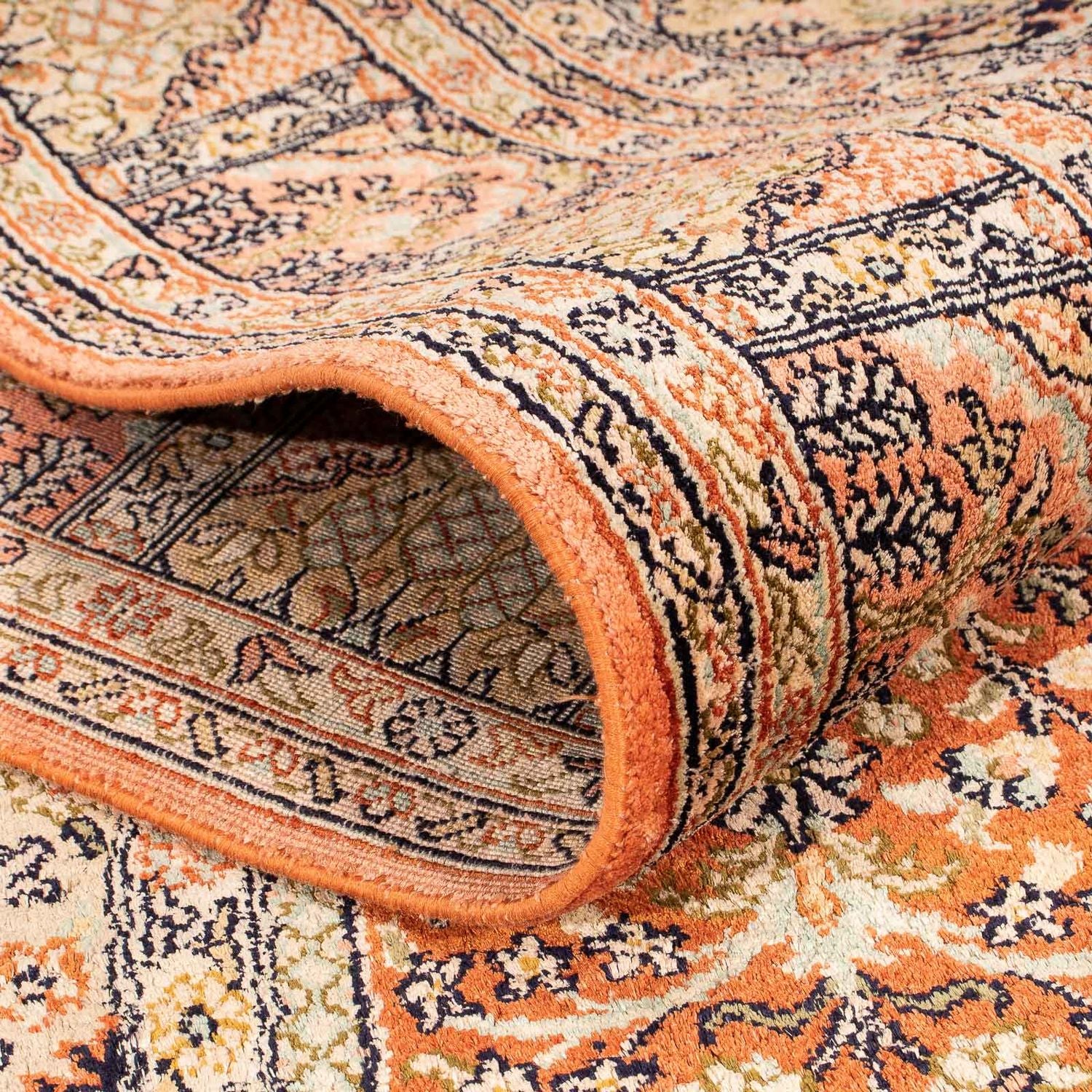 Alfombra de pasillo Alfombra de seda - Seda de Cachemira - 310 x 94 cm - multicolor
