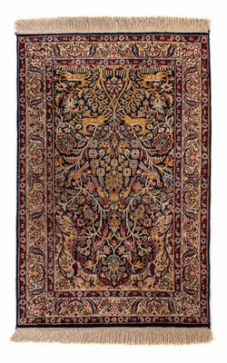 Alfombra oriental - Indus - 123 x 81 cm - azul oscuro