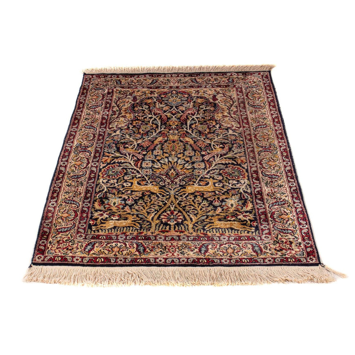 Alfombra oriental - Indus - 123 x 81 cm - azul oscuro