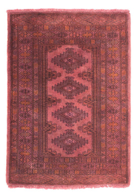 Alfombra Turkaman - 95 x 66 cm - rojo claro