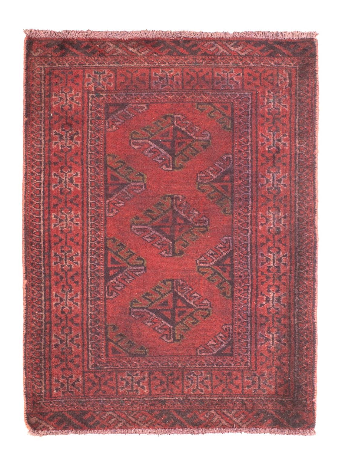 Alfombra Turkaman - 84 x 66 cm - rojo oscuro
