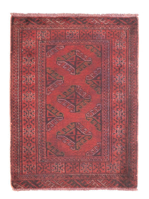 Alfombra Turkaman - 84 x 66 cm - rojo oscuro