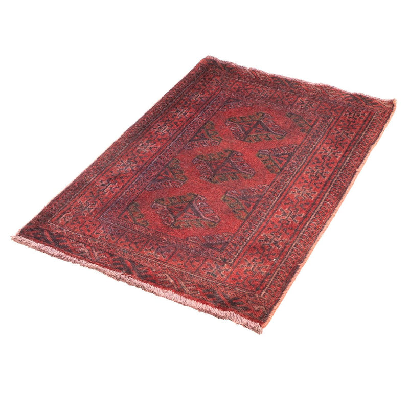 Alfombra Turkaman - 84 x 66 cm - rojo oscuro
