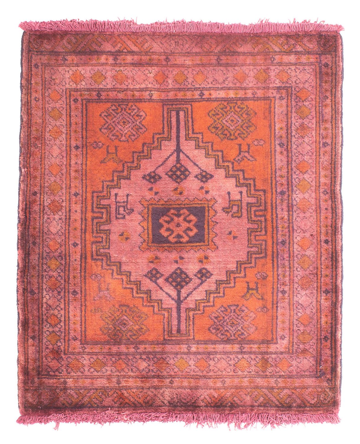 Alfombra Turkaman - 80 x 67 cm - rojo claro