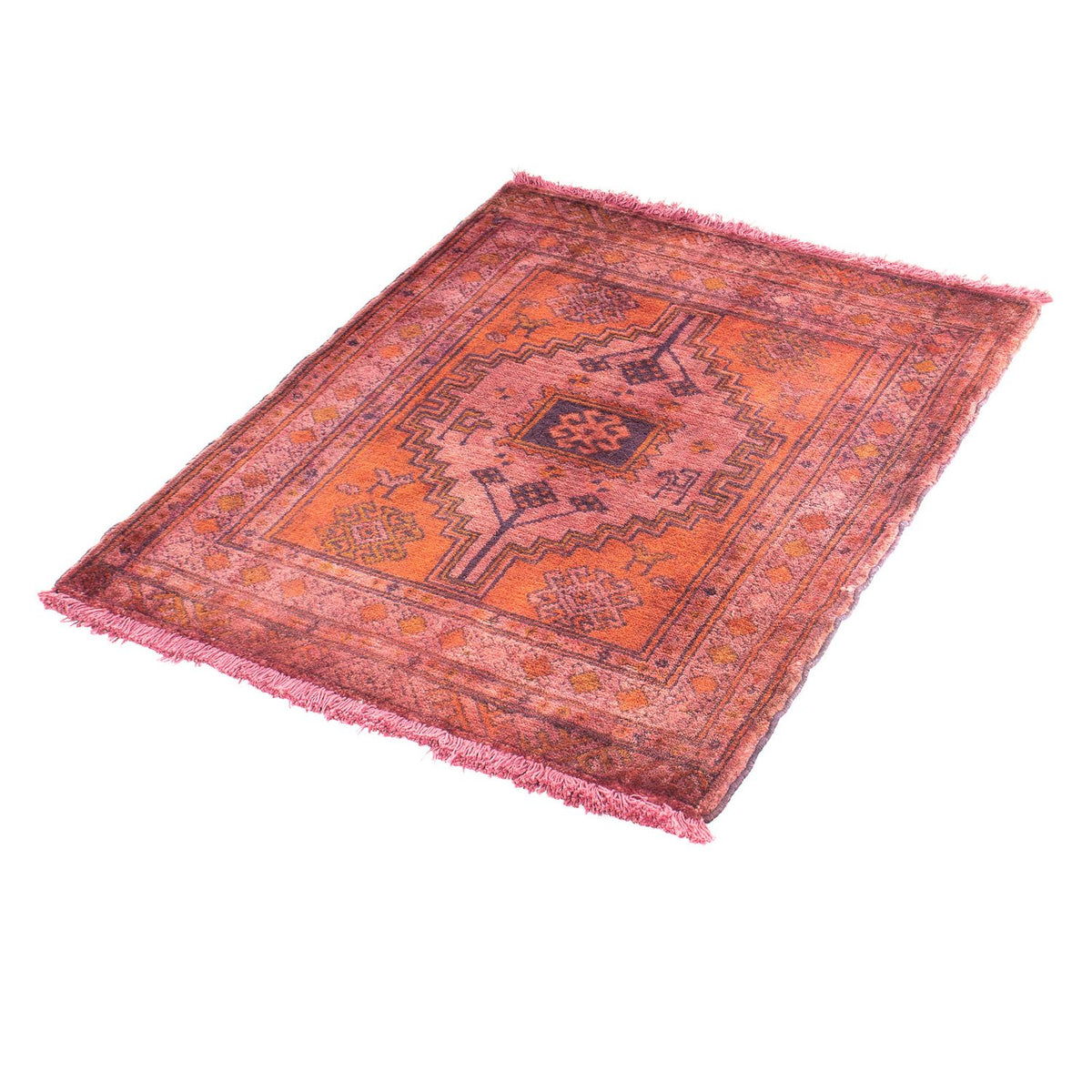 Alfombra Turkaman - 80 x 67 cm - rojo claro