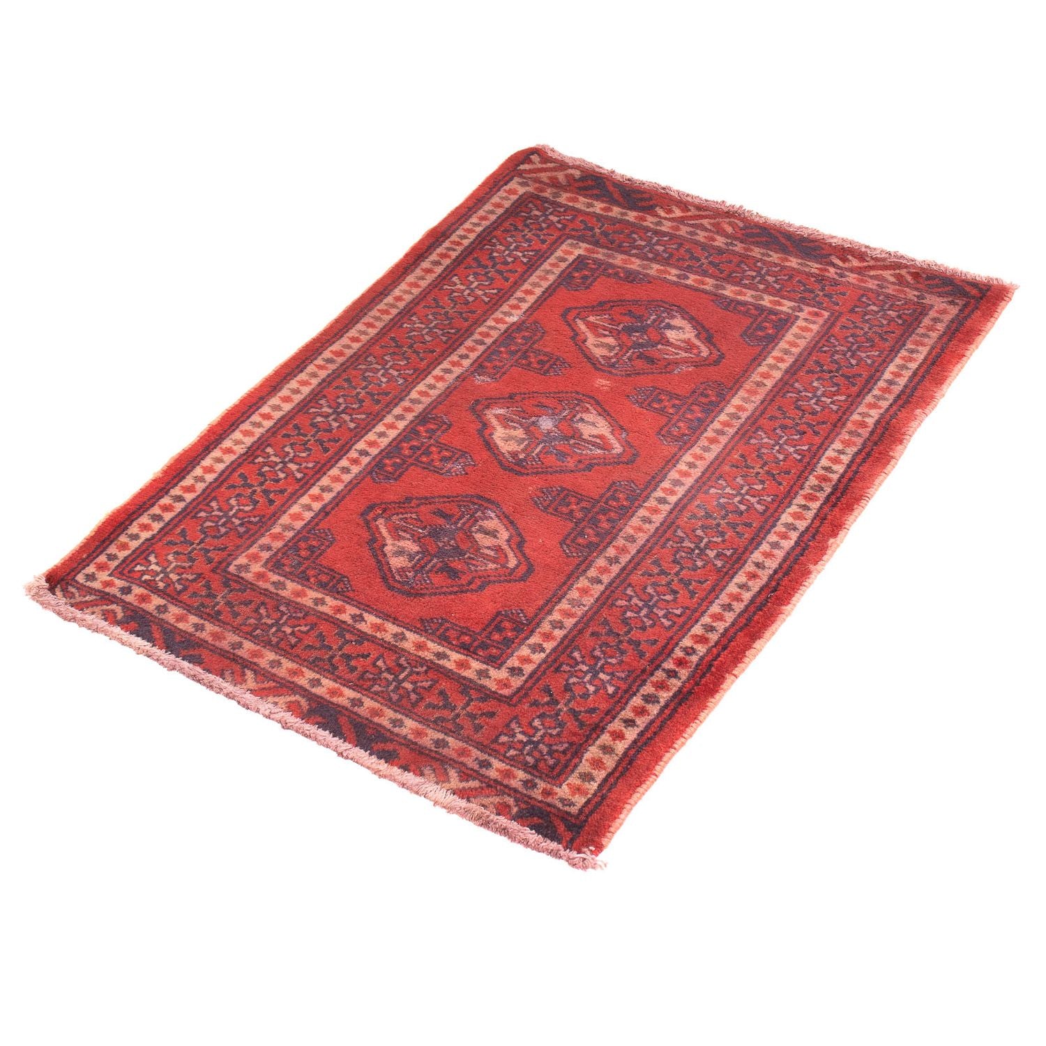 Alfombra Turkaman - 86 x 57 cm - rojo oscuro