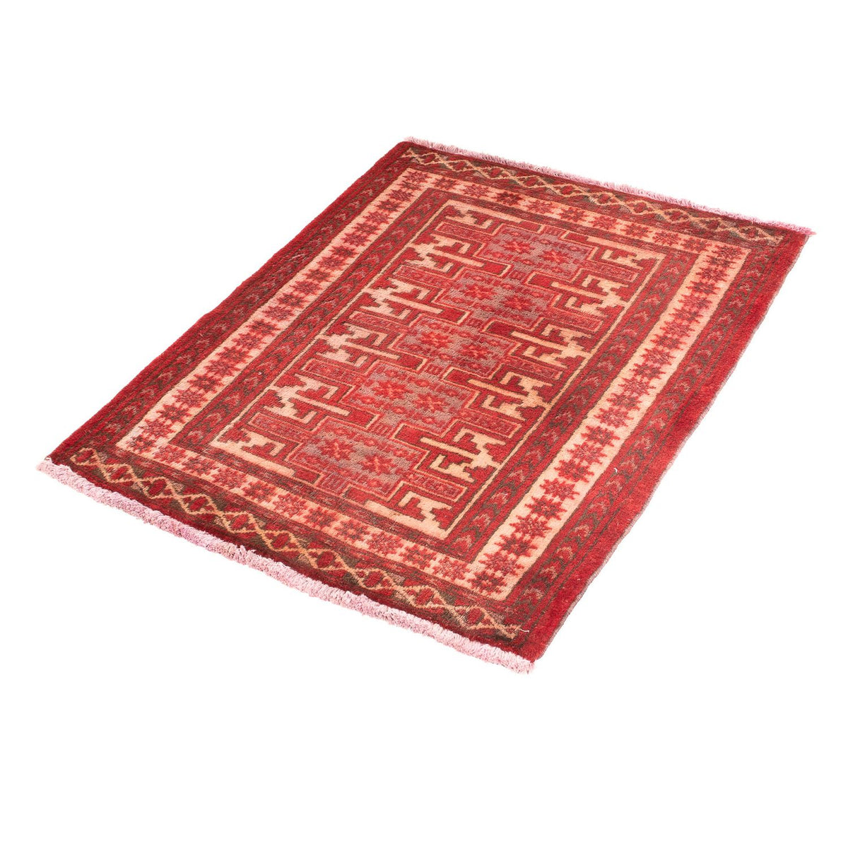 Alfombra Turkaman - 92 x 68 cm - rojo claro
