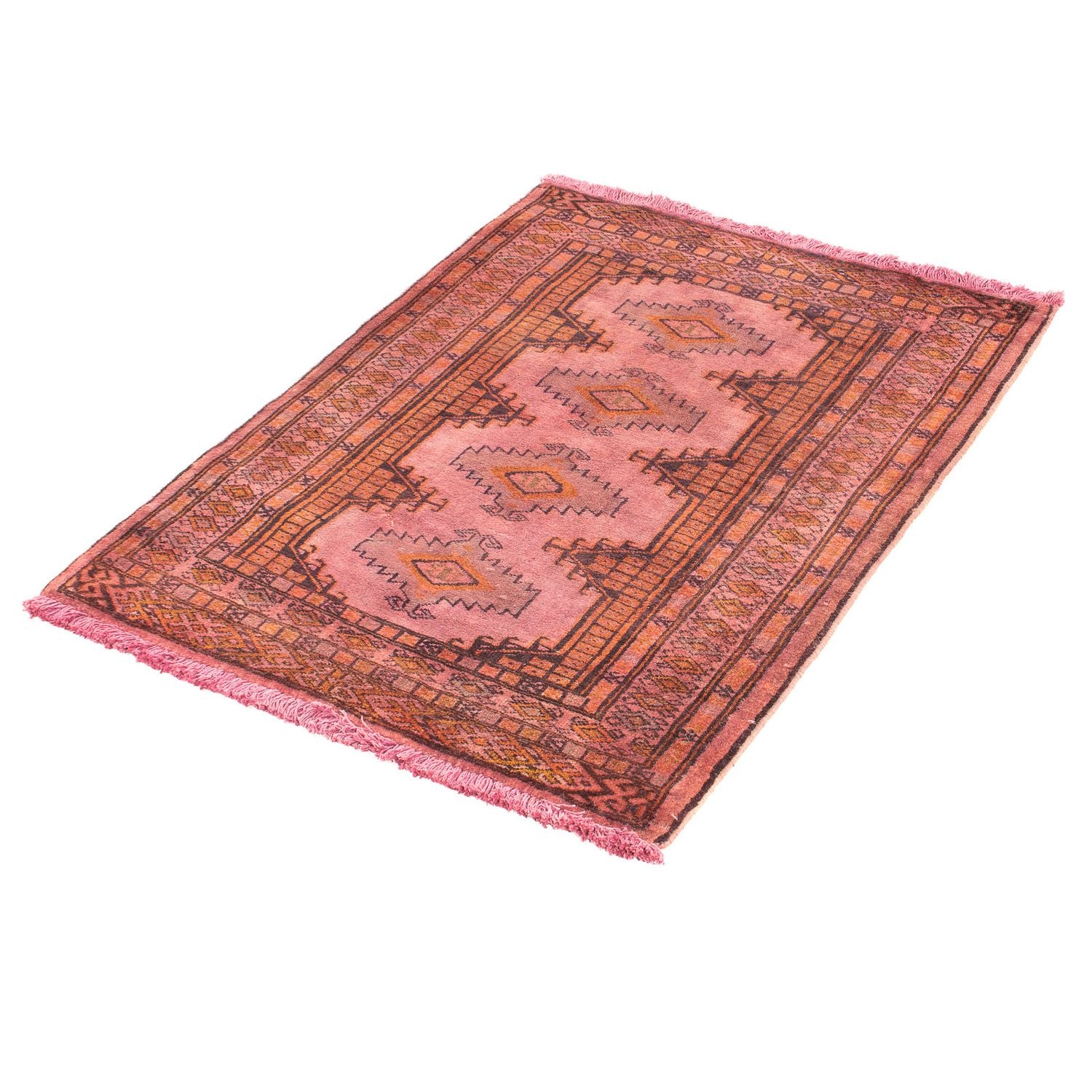 Alfombra Turkaman - 86 x 68 cm - rojo claro