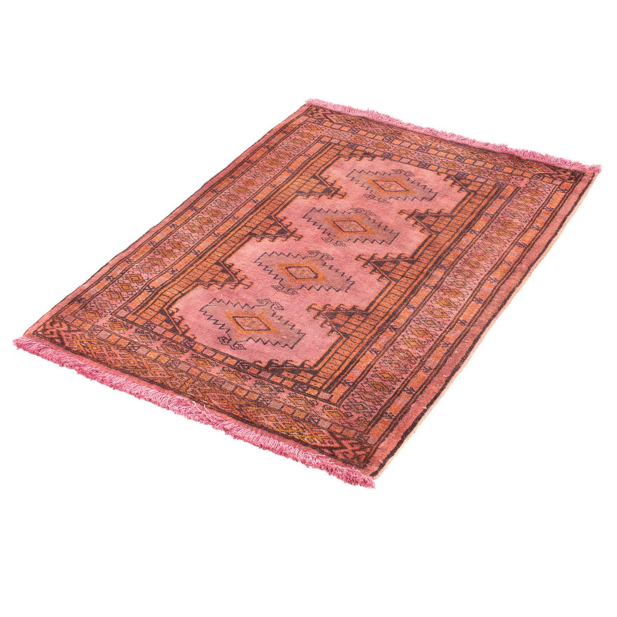 Alfombra Turkaman - 86 x 68 cm - rojo claro