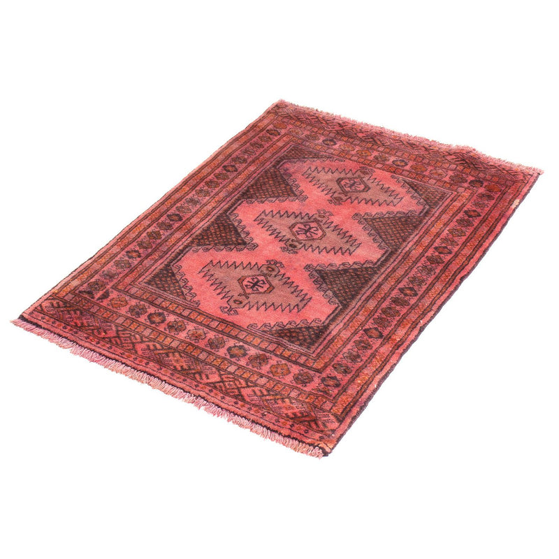 Alfombra Turkaman - 86 x 63 cm - rojo claro