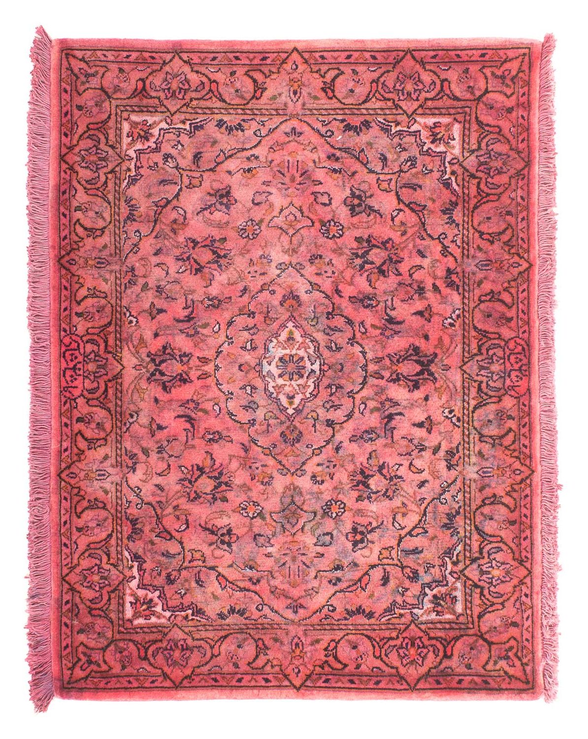 Alfombra persa - Keshan - 98 x 70 cm - rojo claro