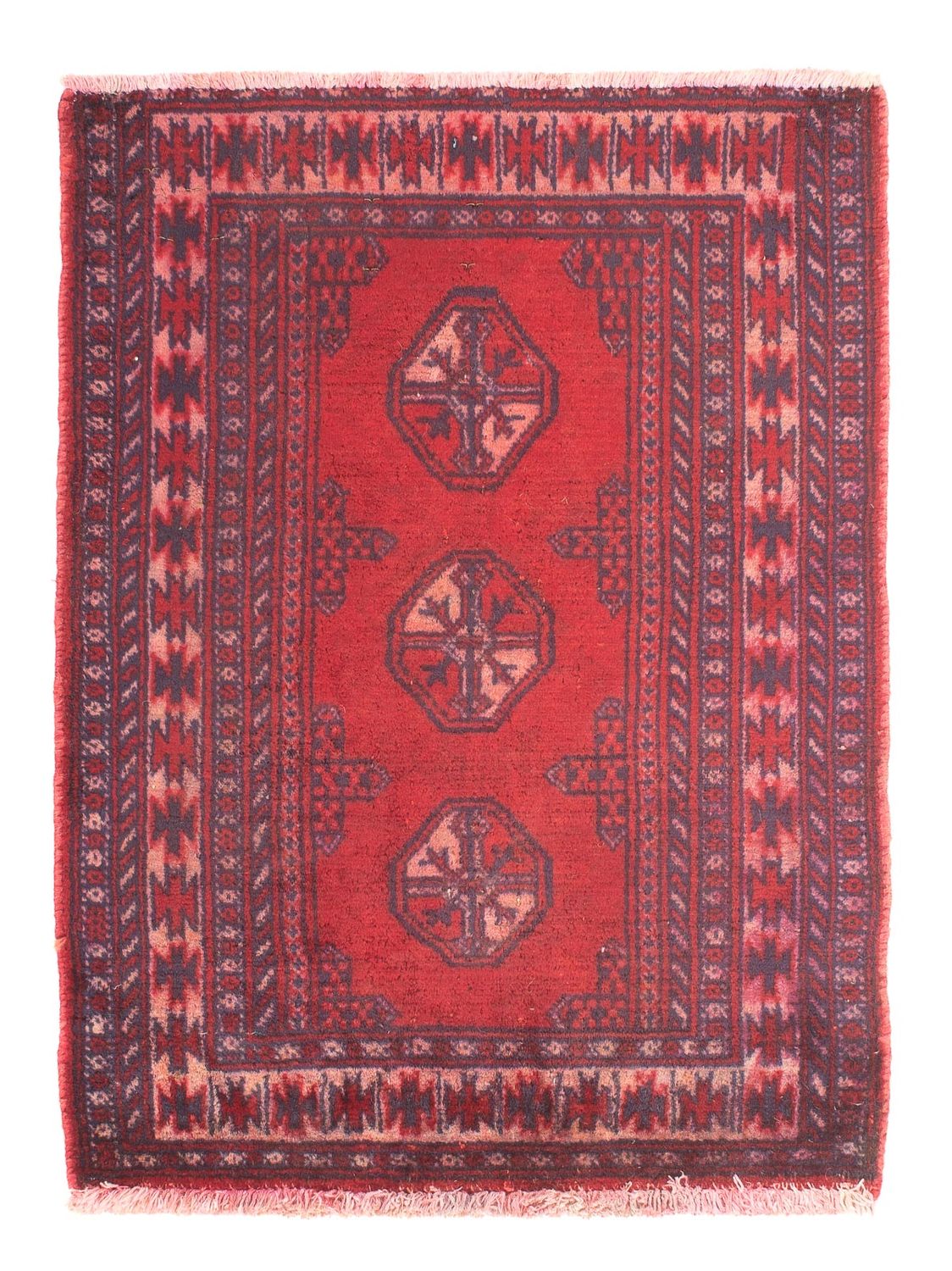 Alfombra Turkaman - 82 x 61 cm - rojo oscuro
