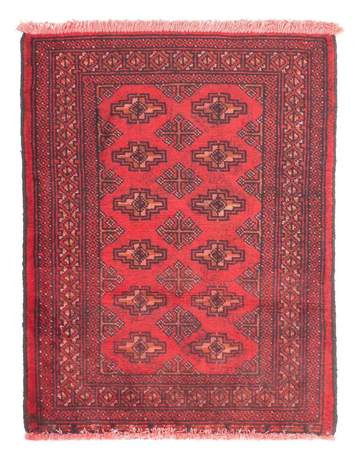 Alfombra Turkaman - 83 x 62 cm - rojo oscuro