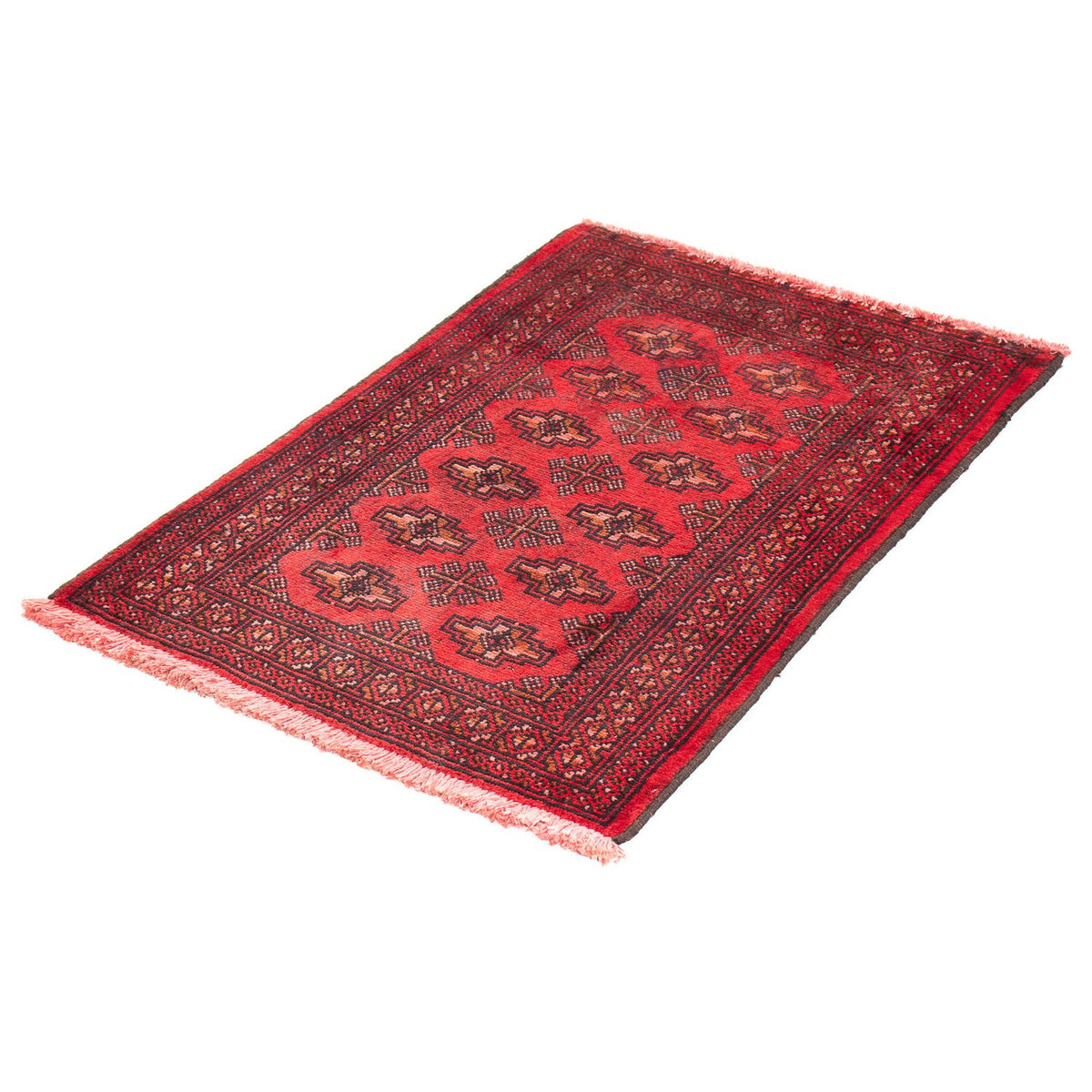 Alfombra Turkaman - 83 x 62 cm - rojo oscuro