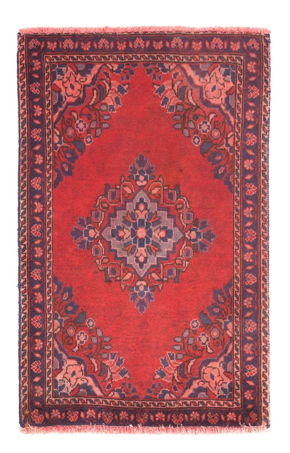 Alfombra persa - Keshan - 87 x 57 cm - rojo oscuro