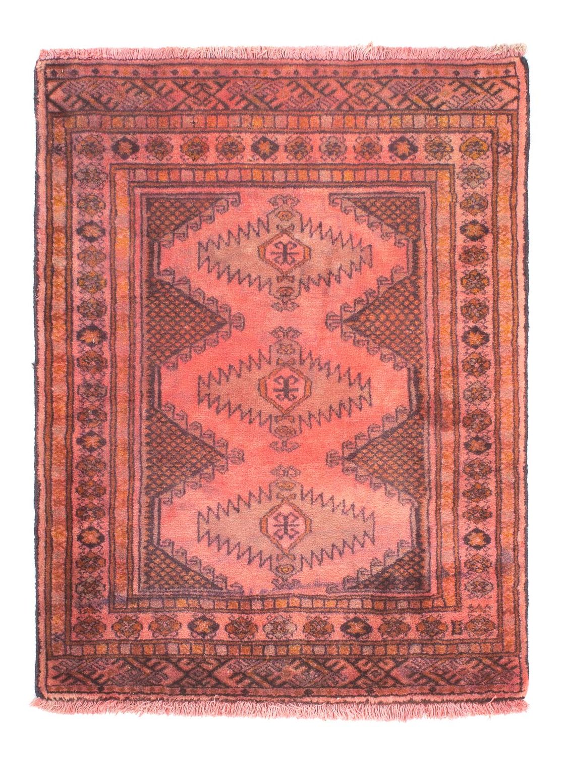 Alfombra Turkaman - 84 x 62 cm - rojo claro
