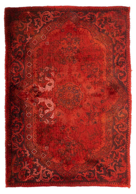 Alfombra persa - Keshan - 93 x 60 cm - rojo oscuro