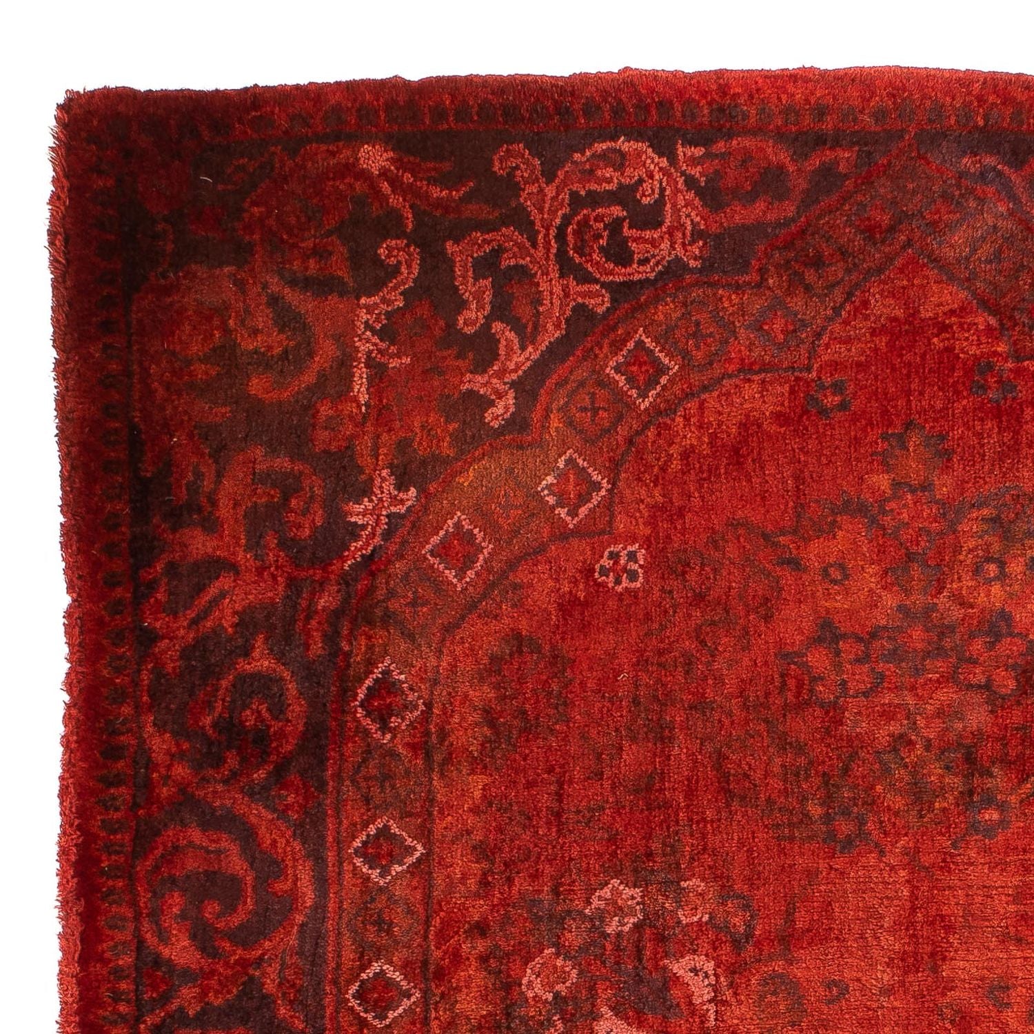 Alfombra persa - Keshan - 93 x 60 cm - rojo oscuro