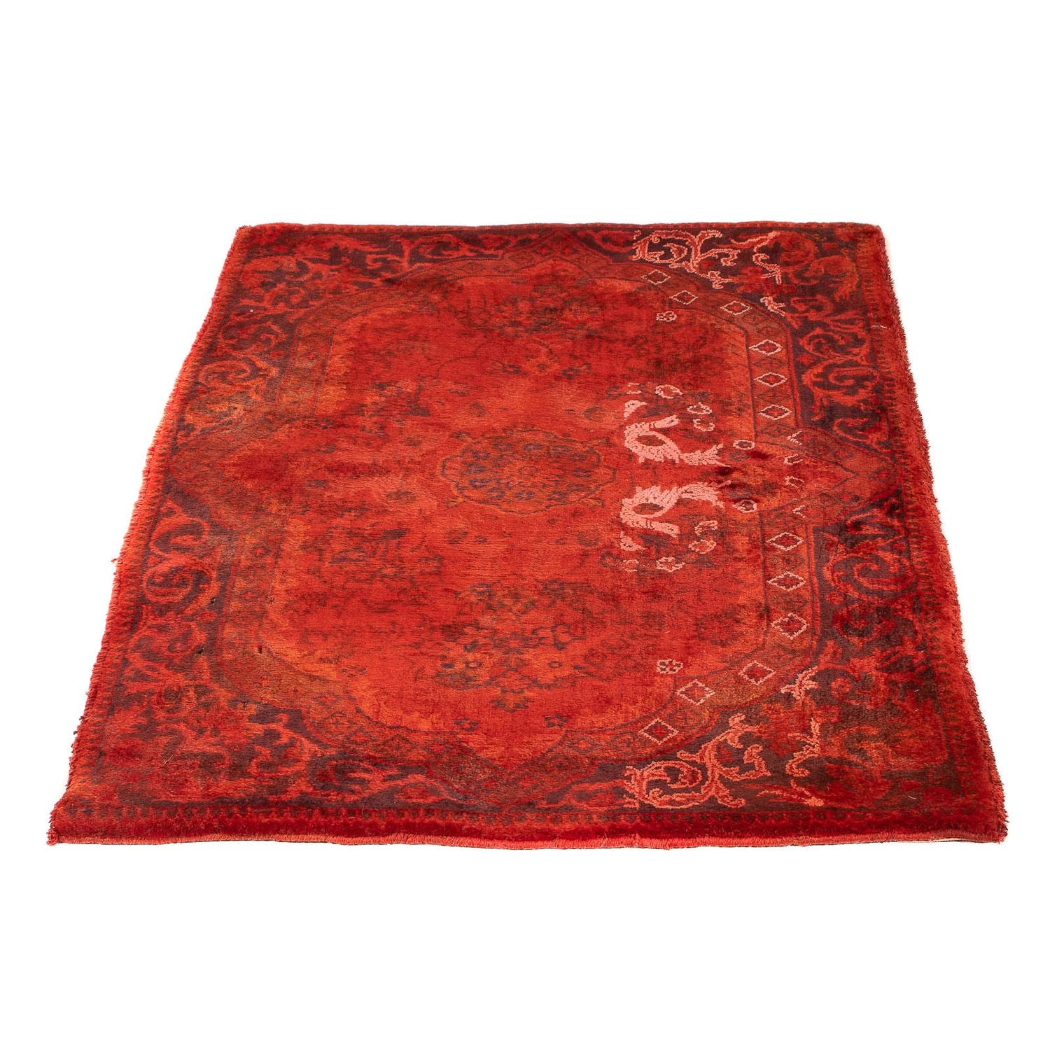Alfombra persa - Keshan - 93 x 60 cm - rojo oscuro