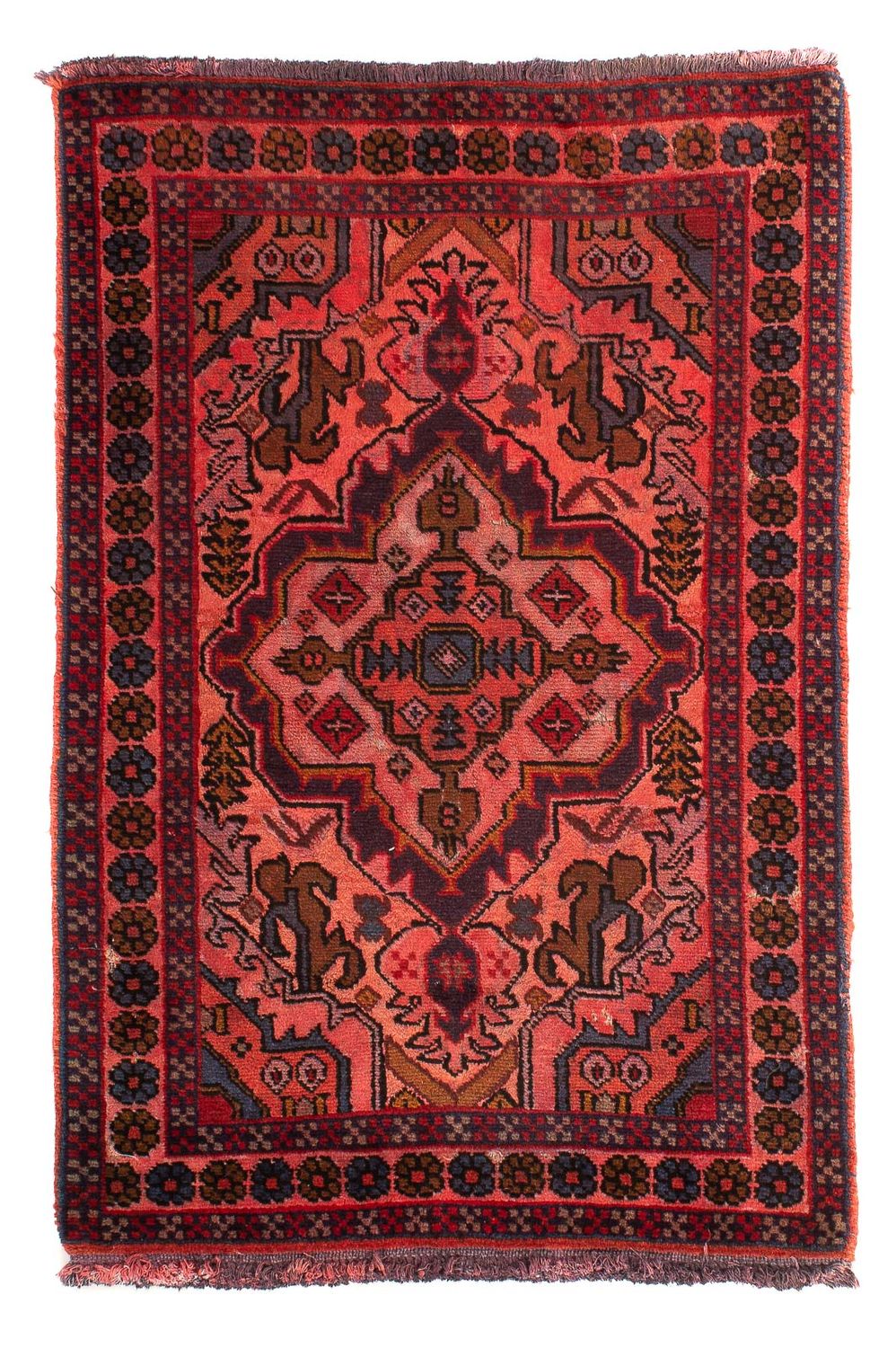 Alfombra persa - Nómada - 100 x 66 cm - rojo claro