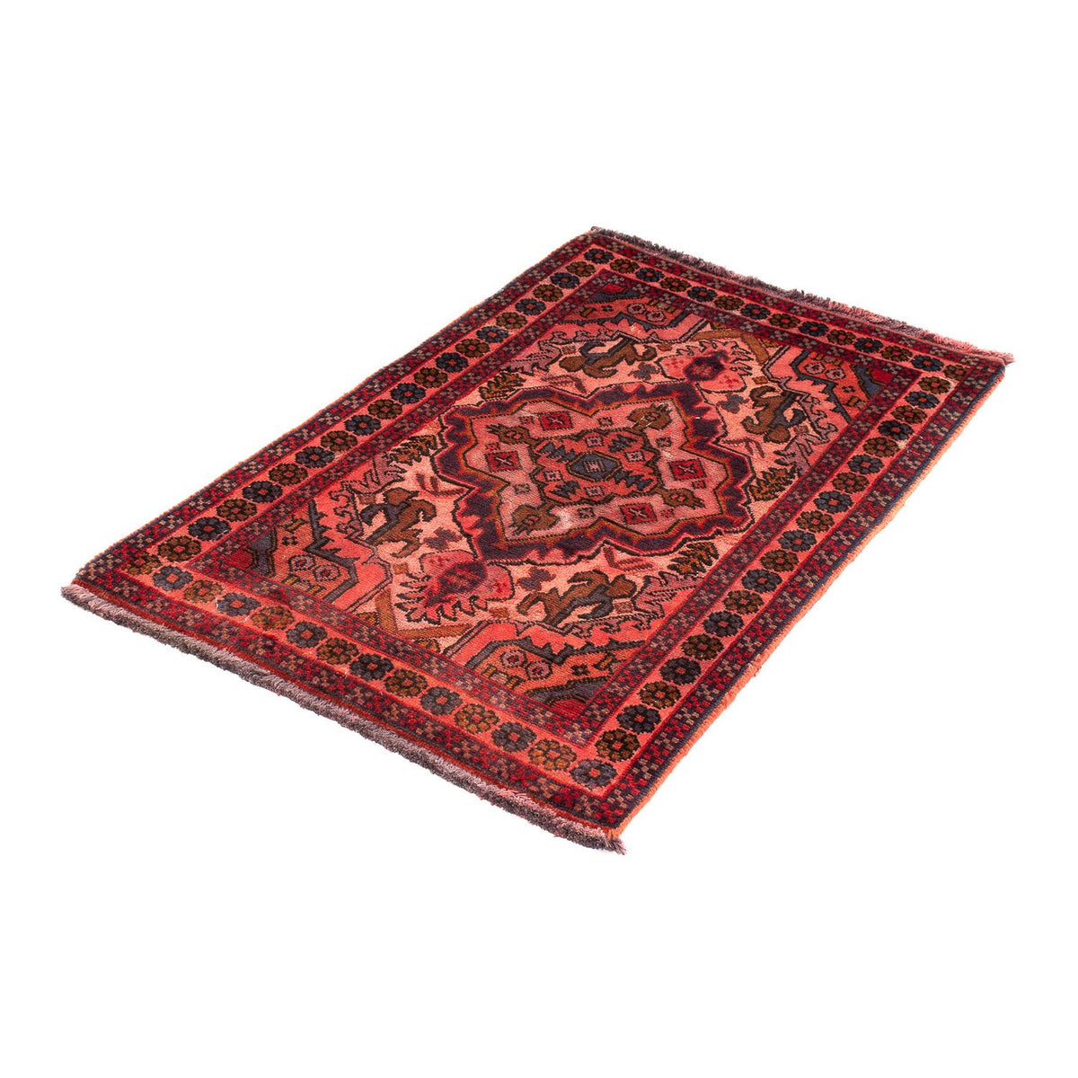 Alfombra persa - Nómada - 100 x 66 cm - rojo claro