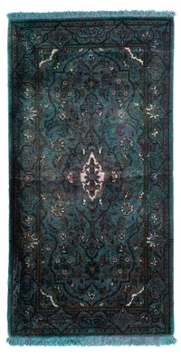 Alfombra persa - Keshan - 130 x 63 cm - azul claro
