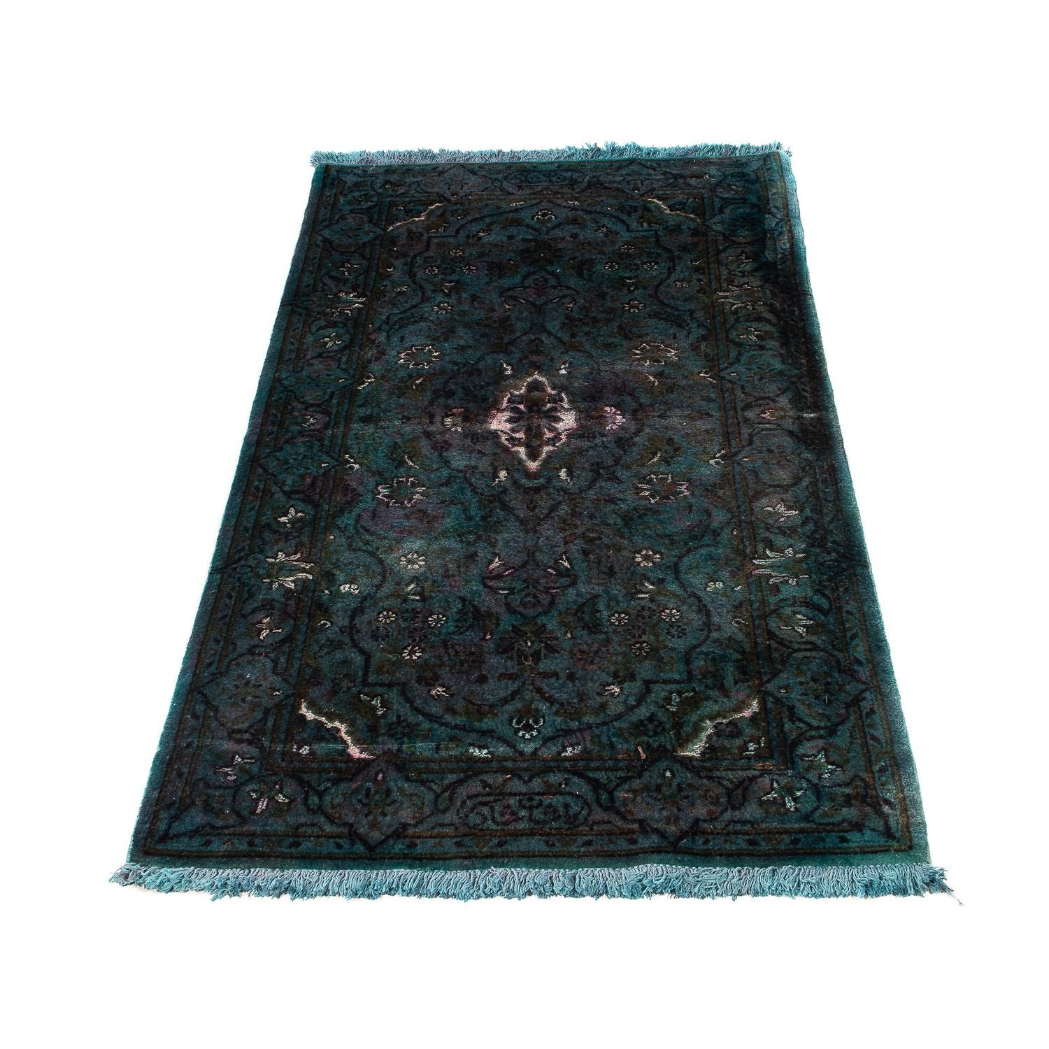 Alfombra persa - Keshan - 130 x 63 cm - azul claro