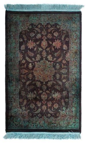 Alfombra oriental - Indus - 130 x 76 cm - azul claro