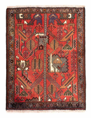 Alfombra persa - Nómada - 99 x 82 cm - rojo oscuro