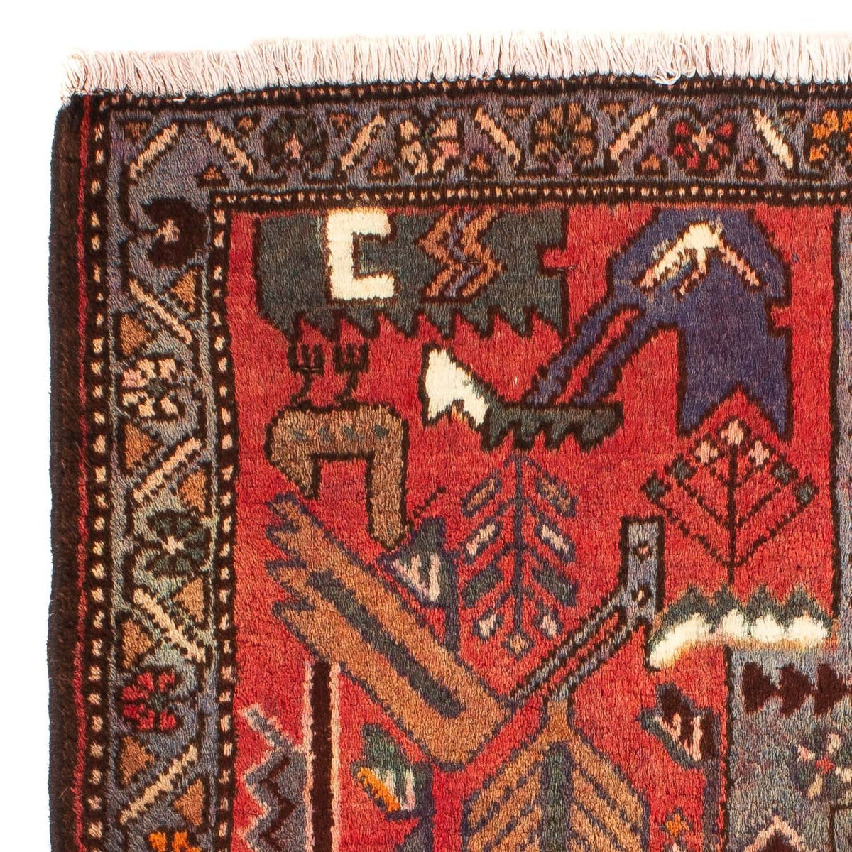 Alfombra persa - Nómada - 99 x 82 cm - rojo oscuro