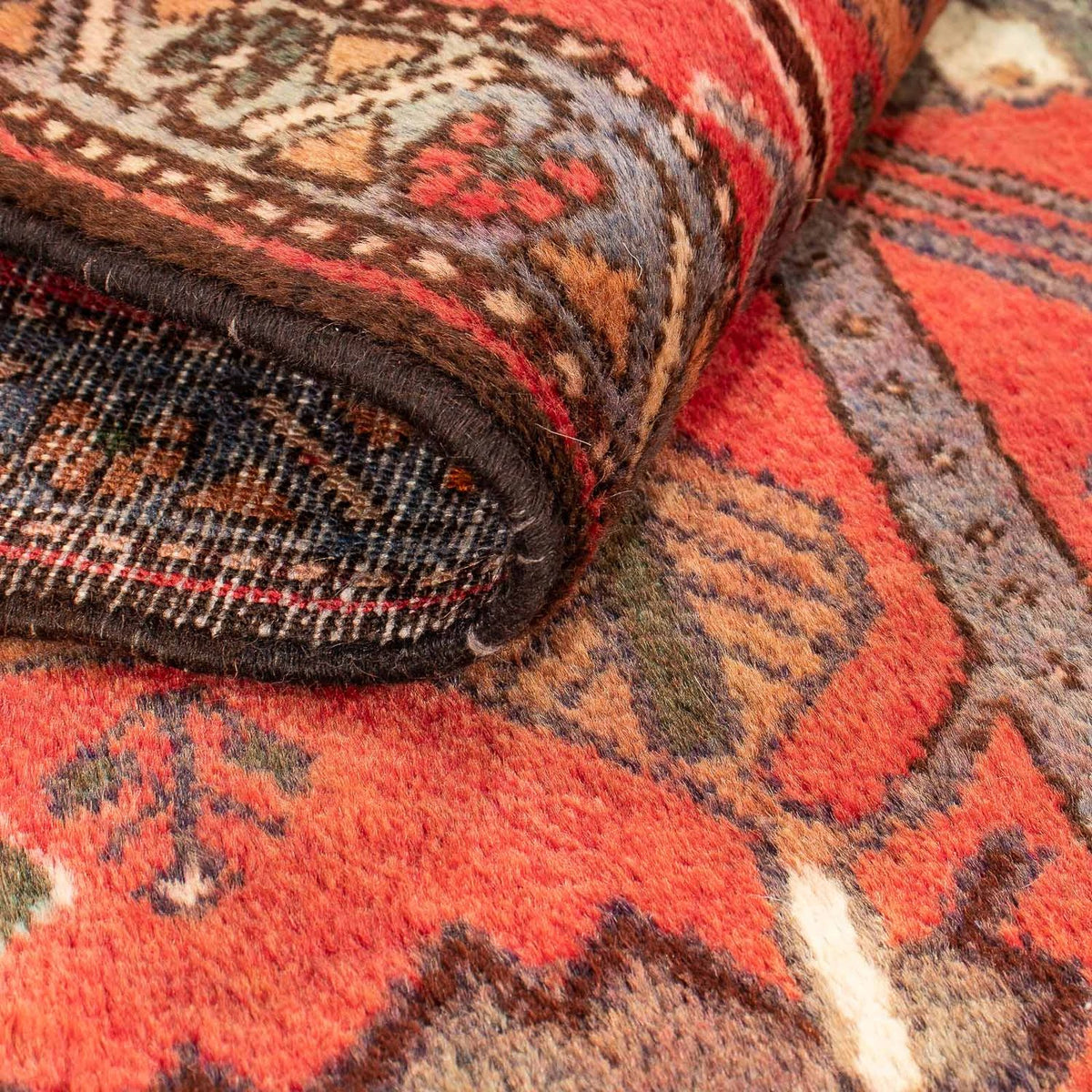 Alfombra persa - Nómada - 99 x 82 cm - rojo oscuro