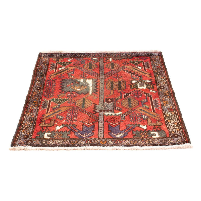 Alfombra persa - Nómada - 99 x 82 cm - rojo oscuro