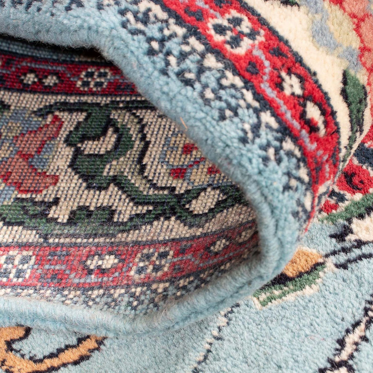 Alfombra oriental - Indus - 194 x 81 cm - azul claro