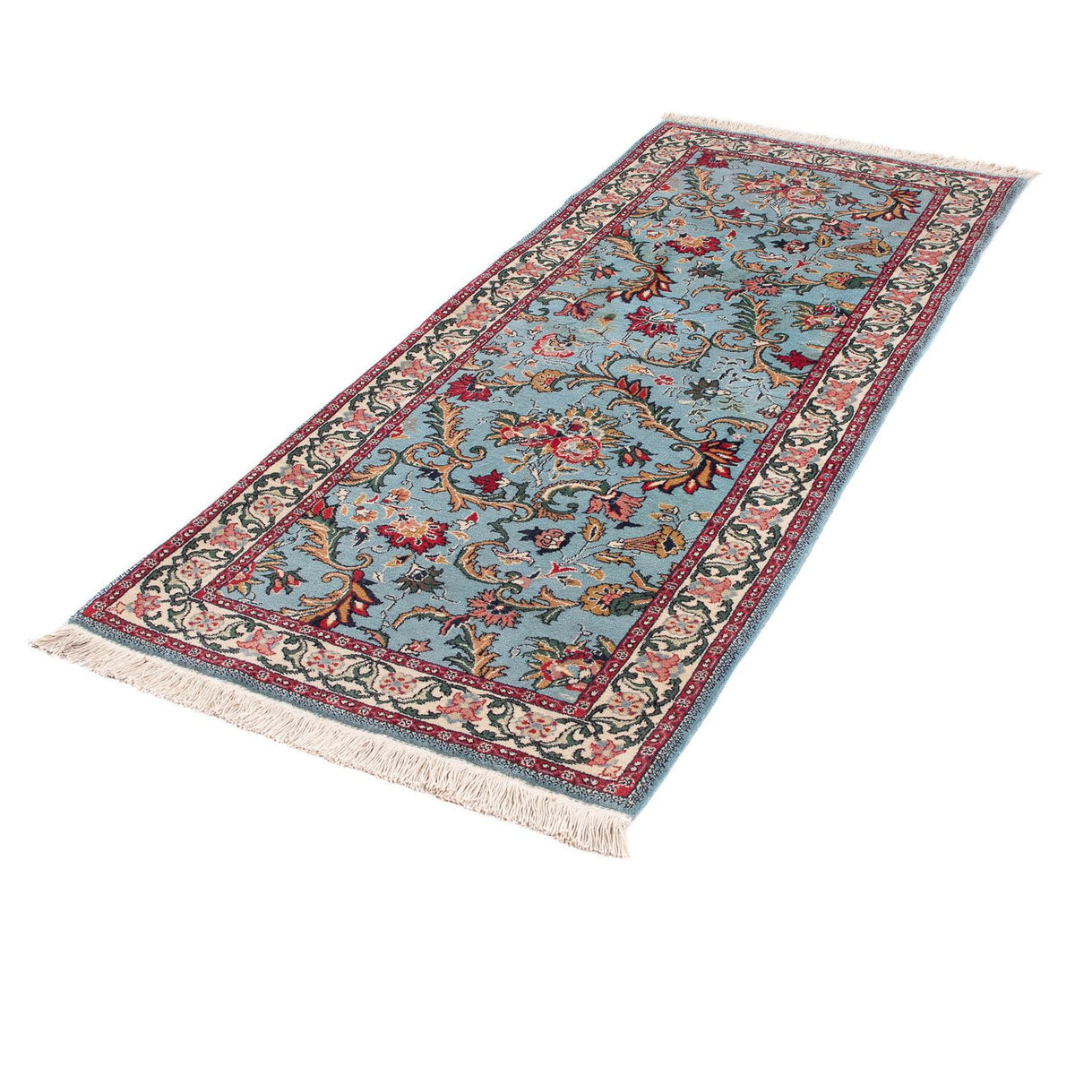 Alfombra oriental - Indus - 194 x 81 cm - azul claro
