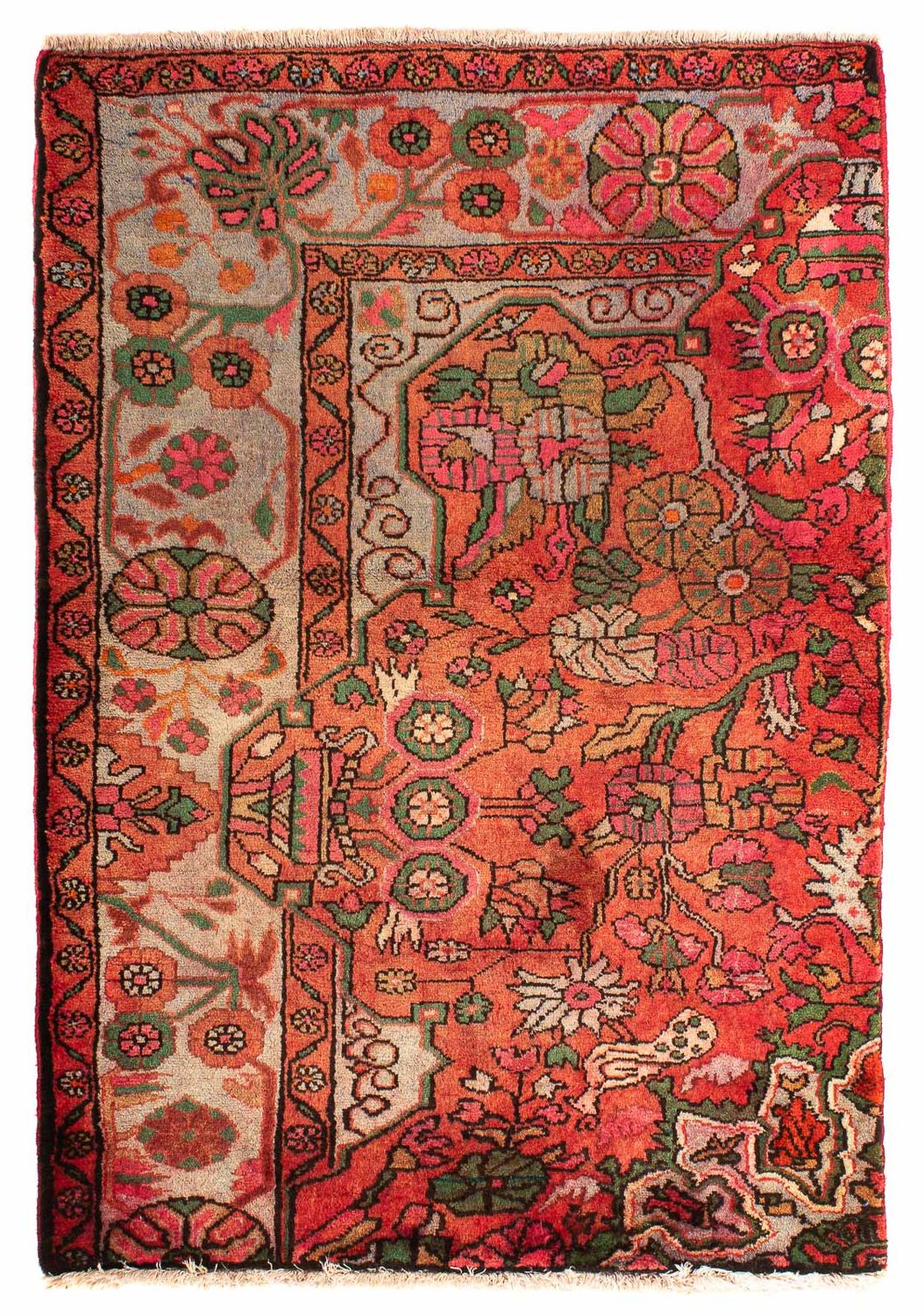 Alfombra persa - Nómada - 124 x 80 cm - rojo claro