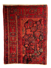 Alfombra persa - Nómada - 132 x 95 cm - rojo oscuro