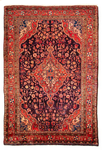 Alfombra persa - Nómada - 214 x 137 cm - azul oscuro