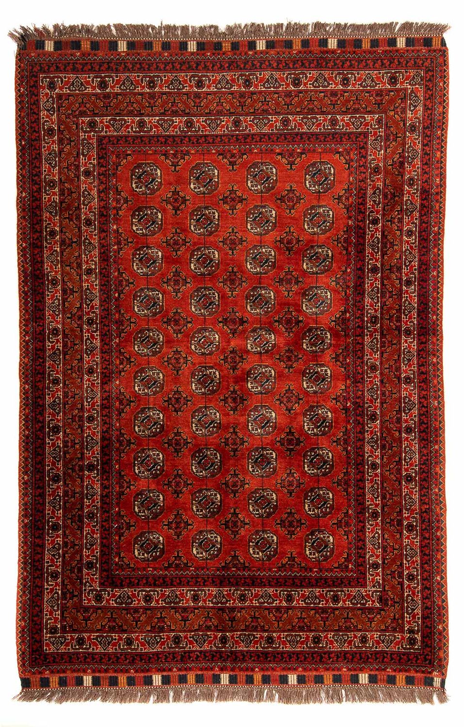 Alfombra afgana - Bukhara - 199 x 124 cm - rojo oscuro