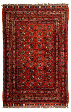 Alfombra afgana - Bukhara - 199 x 124 cm - rojo oscuro