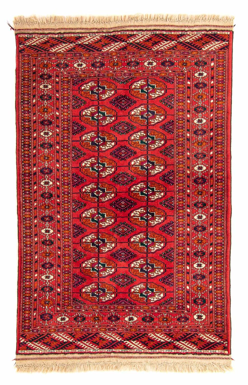 Alfombra Turkaman - 123 x 83 cm - rojo oscuro