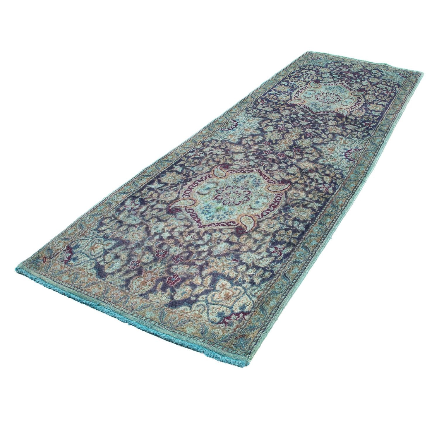 Alfombra de pasillo Alfombra Persa - Nain - Real - 290 x 92 cm - azul oscuro