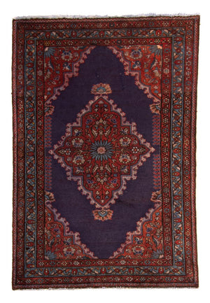 Alfombra persa - Nómada - 150 x 105 cm - azul oscuro