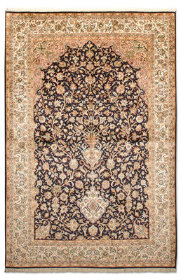 Alfombra de seda - Seda de Cachemira - 190 x 127 cm - azul oscuro