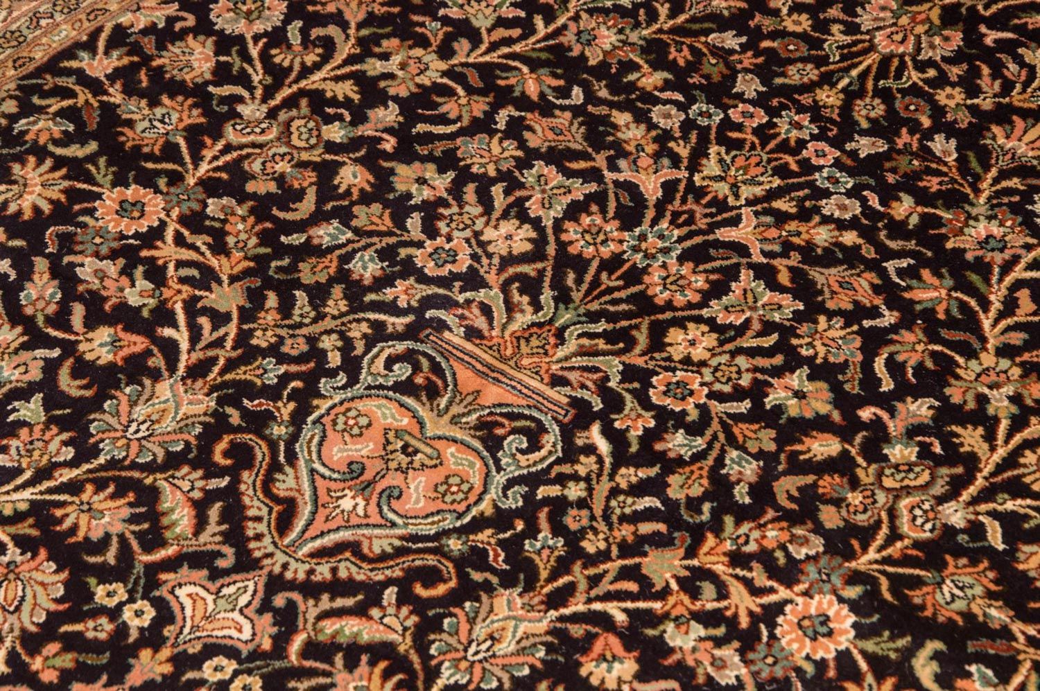 Alfombra de seda - Seda de Cachemira - 190 x 127 cm - azul oscuro