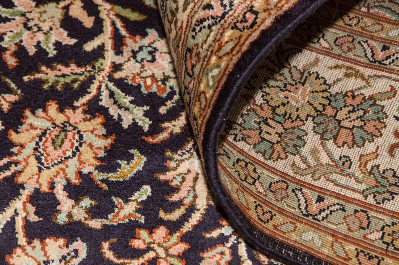 Alfombra de seda - Seda de Cachemira - 190 x 127 cm - azul oscuro