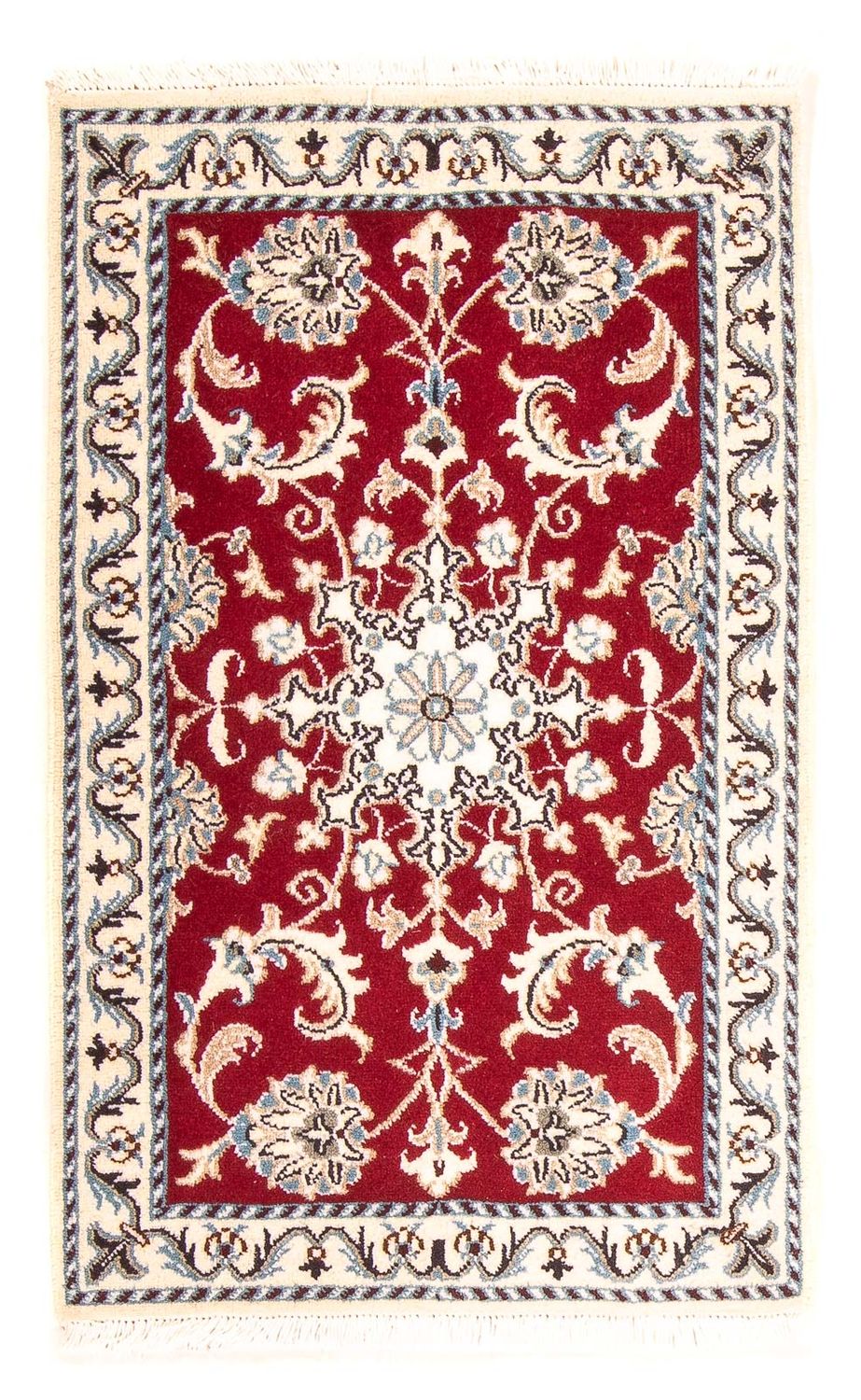 Alfombra Persa - Nain - Real - 100 x 60 cm - rojo oscuro